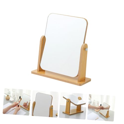Espejo de maquillaje de madera giratorio ajustable miniatura 7