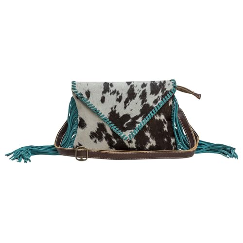 Myra Bag Western Leather Shoulder Bag for Women, Upcycled Hairon Crossbody Bag With Tassel - Minun