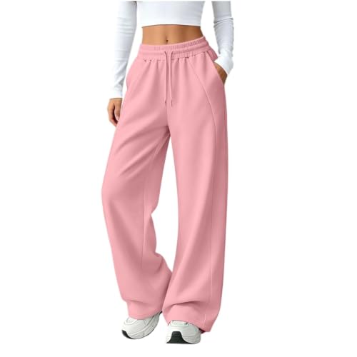 Pantalones deportivos para mujer de pierna recta y cintura alta con bolsillos