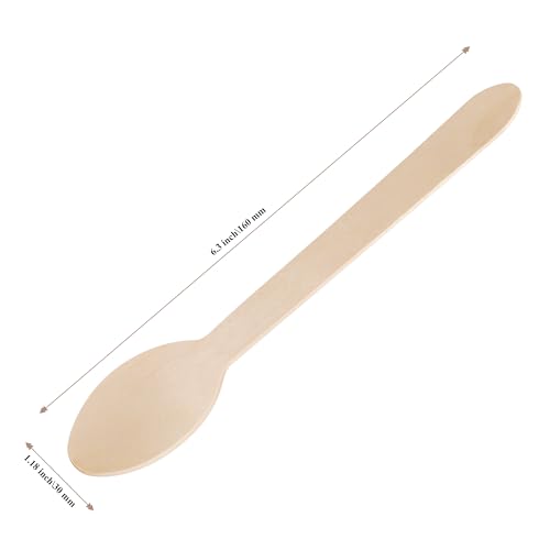 Cucharas desechables de madera JIAYUET de 16 cm, cubiertos resistentes para postres, 800 piezas 3