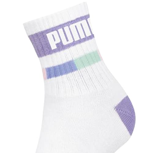 Kit 06 Pares Meia Puma Infantil Cano Médio Algodão Criança | Kit Menina: 2 Lilás - 2 Rosa - 2 Lavand
