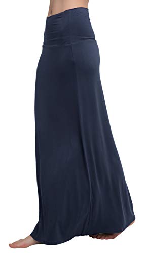 Image of Urban CoCo Women's Stylish Spandex Comfy Fold-Over Flare Long Maxi Skirt