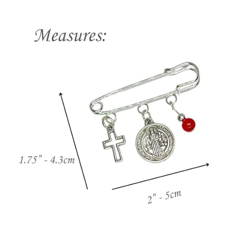 Religious Brooch with Murano Gel Beads and Charms - Silverplated - Gift for Birthdays, Valentine's, Christmas, Mother's Day, Comes in Gift Box with Prayer4