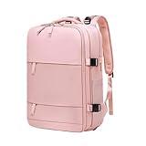 Treer Mochila Viaje Cabina Avion 40x20x25, Maletas de Cabina para Ryanair EasyJet Wizz Air, Mochila de Viaje Hombre Mujer, Impermeable Equipaje de Mano Travel Backpack (Rosa,20L)