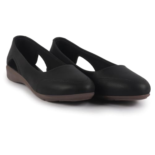 Image of FAUSTO Women Stylish Backless Casual Ballets | Low Heel Cut-Out Slip-On Ballerinas | Comfortable Walking Flats Sandals | Memory Cusion Insole