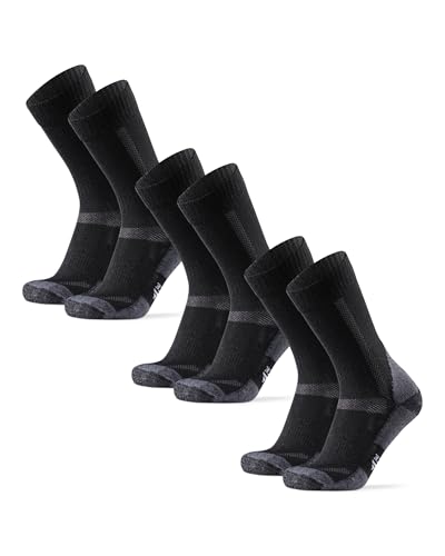 DANISH ENDURANCE Merino Wandersocken, Sommer Trekkingsocken, Unisex, Herren, Damen & Kinder, 3 Paar, Schwarz/Grau, 43-47