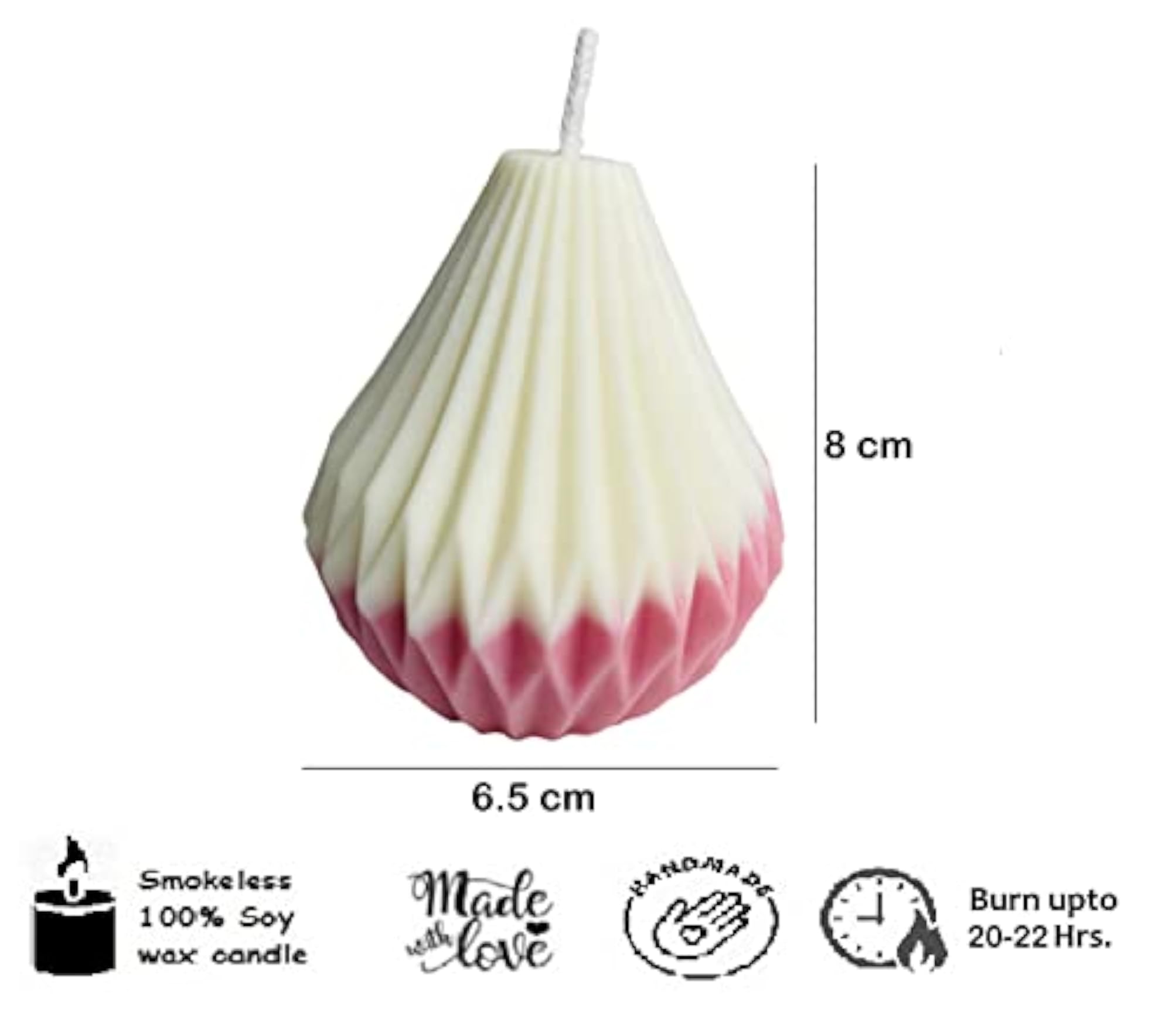 Ribbed Pear Candle, Pink & Blue Color, Strawberry & Fresh Water Scented