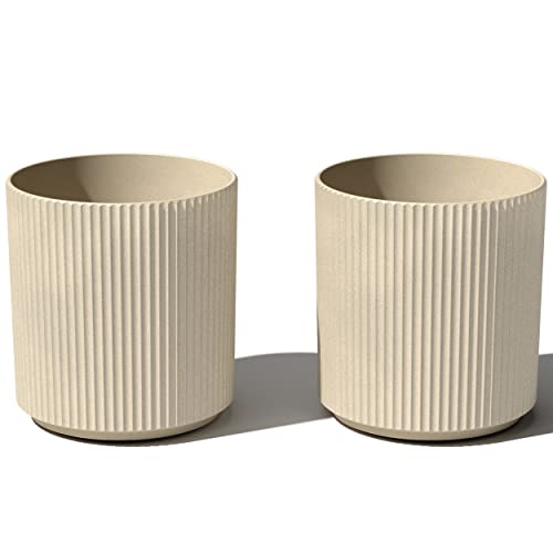 Image of Veradek Demi Series Round Planter for Porch, Patio, Backyard | Durable Plastic-Stone Composite Material | Modern Decor for Tall Plants, Flowers