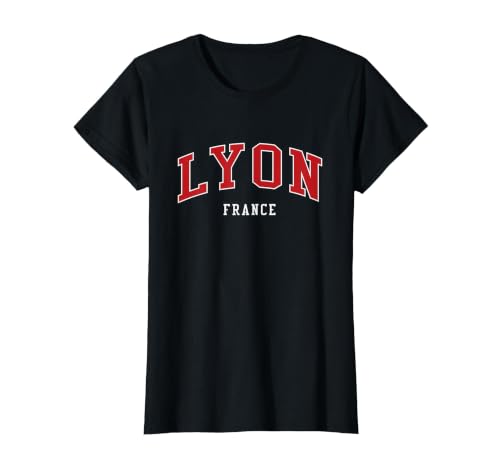 Lyon France College University Style T-Shirt, Women, Black, Small