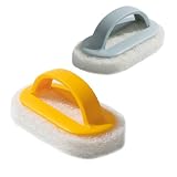 2 Piezas de Juego de Cepillos para Piscina, Cepillo de Espuma para Piscina, Cepillo de Limpieza para SPA, Cepillo para Manchas en Bañeras y Piscinas,Cepillo para Piscina con Mango(Azul/Amarillo)