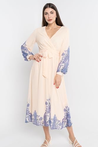 فستان متوسط الطول للنساء من نيشي، لون بيج، مقاس XL، NI-S34672