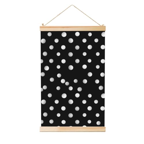 Décoration murale peinture à pois noirs et blancs toile prête à accrocher