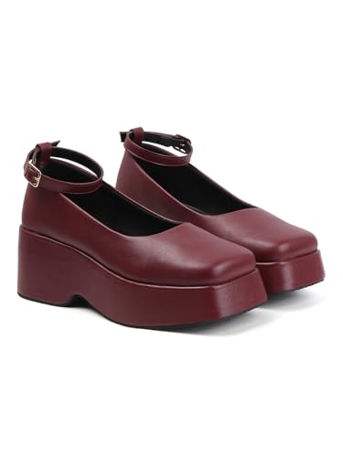 Image of TRYME Women's Square Toe Mary Jane Style Buckle Strap Platform Heel Sandals