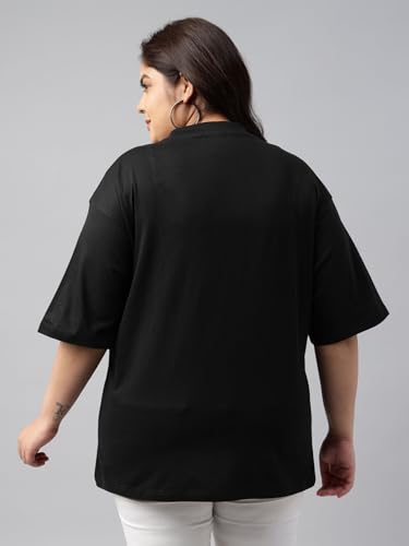 Image of JUNEBERRY 100% Pure Cotton Oversized Baggy Fit Drop Shoulder Solid Core Plus Size T-Shirt Combo for Women (Pack of 2) (Sizes from: 2XL to 5XL)