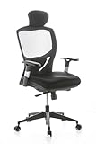 hjh OFFICE 657100 Silla de Oficina Venus Base Asiento Tejido/Respaldo en Malla Negro, Soporte Lumbar Flexible, Respaldo con Ajuste de Altura