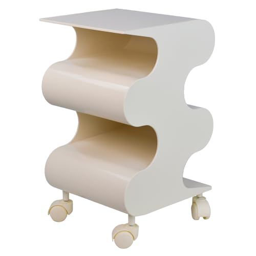 ABS Movable Side Table with Wheels & Rotation, Modern Multi-Layer