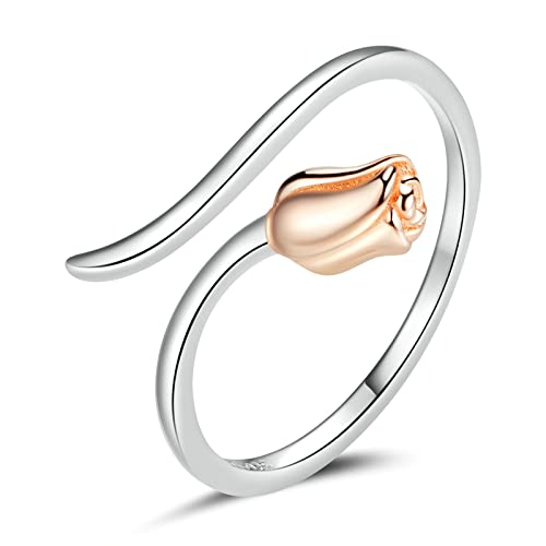 Bague ajustable rose plaqué platine bijou luxe femme