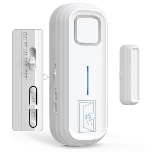 SANJIE Door Alarms When Opened with Instant & Delayed Alerts 30s/1min/2min/4min Door Left Alarm Sensor Chime 2-in-1 Alarms/Chimes for Home Security Fridge Alarm with 0-120dB Ajar Warning