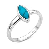 Anillo de piedra preciosa turquesa genuina con forma de diamante solitario de plata de ley real, anillo bohemio, anillo de declaración, anillo delicado, anillo minimalista, anillo del día de la madre