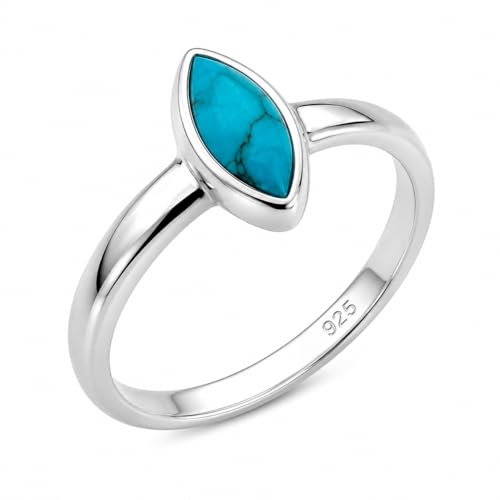 Anillo de piedra preciosa turquesa genuina con forma de diamante solitario de plata de ley real, anillo bohemio, anillo de declaración, anillo delicado, anillo minimalista, anillo del día de la madre
