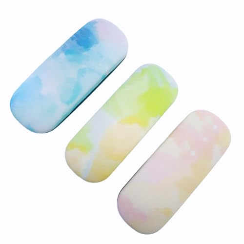 Image of 3 Pack Glass Cases Hard Shell, Portable Hard Eyeglasses Case Linen Fabrics Eyeglass Organizations for Women Girls