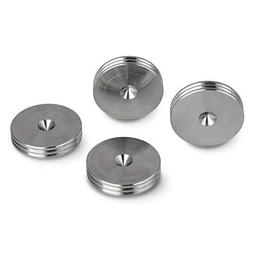 PrecisionGeek Piedini Per Altoparlanti In Alluminio Argento, 20 Mm DIA, 4 Pezzi - Antivibrazione, Ottimizzazione Acustica