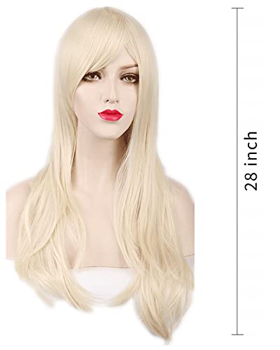 Aneshe Wigs 28" Long Wavy Hair Heat Resistant Cosplay Wig For Women (Light Blonde) #TOP3