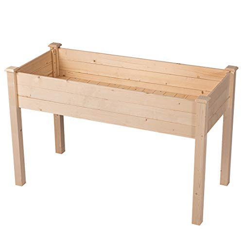 GOOD LIFE Outdoor Patio Wooden Raised Garden Bed Elevated Planter Flower Box Nature Color LNG379 - Thumbnail 5