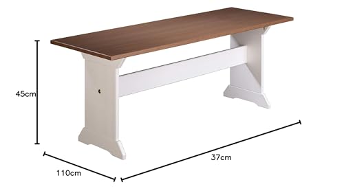 Inter Link - Sitzbank - Holzbank - Kiefer Massivholz - Weiß - Sepia braun lackiert - Westerland 32.2