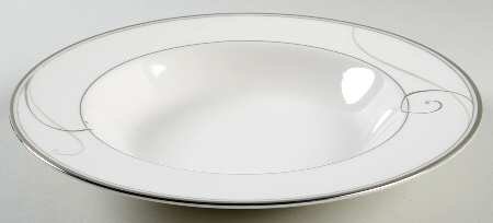 Noritake Platinum Wave Large Rim Soup Bowl, Fine China Dinnerware