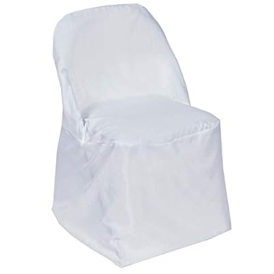 Efavormart 10pcs Polyester Linen White Folding Chair Cover Dinning Chair Slipcover for Wedding Party Event Banquet Catering