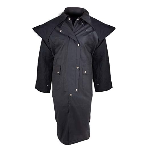 Acerugs Black Full Length Men Women Australian Hunting Oilskin Cloth Duster Coat Jacket (2XL)