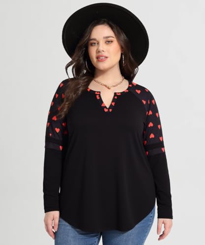 Image of CARCOS Plus Size Tops for Women Long Sleeve Fall Tunic Color Block Camo /Plaid /Leopard /Fall Blouse Crewneck Tshirt XL-5XL