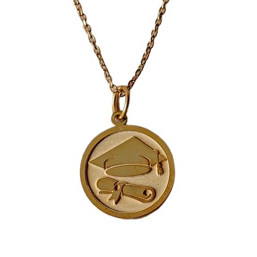 Collier pendentif pièce gravée sur chaîne de 45,7 cm, le bijou de cérémonie pour l'université