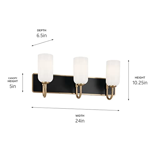 Kichler Solia 3-Light Bathroom Vanity Light Fixture, Modern Wall Light with Opal Glass in Champagne Bronze and Black, Damp Rated for Mirror Lighting (24 x 10.25), 55163CPZ by Kichler - Image 3