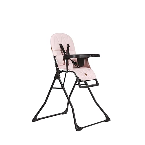 Olmitos - Trona Bebé Plegable Ligera, ergonómica con Funda Acolchada MINNA, reposapiés ajustable y Arnés de Seguridad 5 Puntos, bandeja desmontable, para niños pequeños, de 6 meses a 3 años (Rosa)