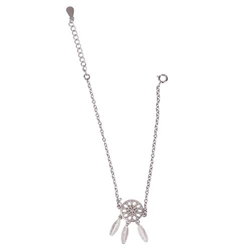 KESYOO Apanhador de Sonhos de Prata Esterlina Pulseira Pulseira Balançando Encantos de Penas para Se