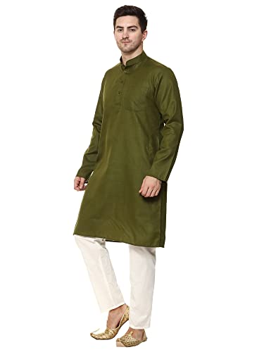 Image of ITOS365 Men Cotton Blend Kurta Pyjama Set Party Fashion Regular Ethinic Wear Indian Dress Gift for Men