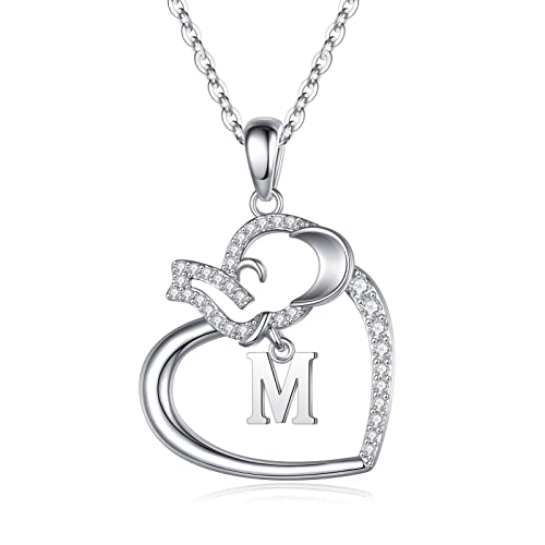 IEFSHINY Elephant Gifts Elephant Necklaces for Women, M Good Luck Elephant Love Heart Pendant Necklace Lucky Elephant Jewelry for Women Girls Friends