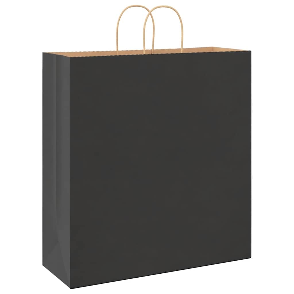 250 sacchetti di carta nera, 45 x 17 x 48 cm, sacchetti regalo robusti con manico, in carta kraft, per shopping e asporto
