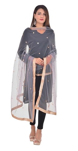 Image of YOUTHQUAKE Women's Embroidered Net Dupatta