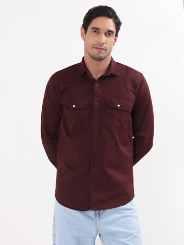Image of Premium Men Plain Shirt Full Sleeve | Button Down Collar RFD Lightweight Fabric | Regular Fit Casual Wear Shirt with Double Pocket Design