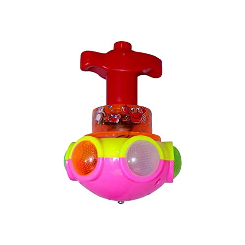 Image of Musical Cartoon Face Spinning Top Toy LED Leaser Light Lattoo Toy for Kids and Children, Pack of 1 (M2)