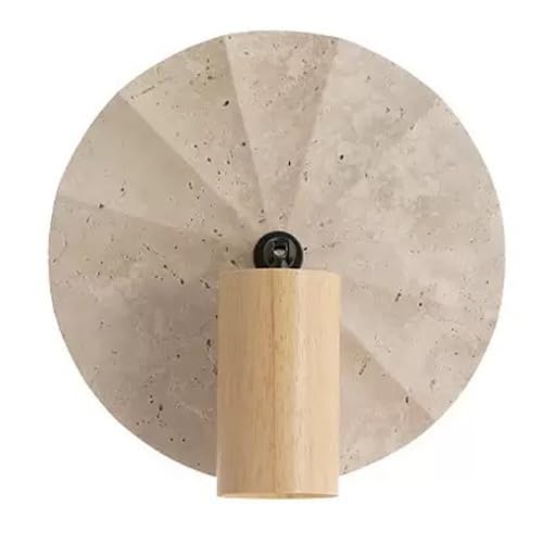 SSBHDM 9 Inch Yellow Travertine Wall Light, E26 Light Source Wood Hardwired Wall Lamp, Vintage Farmhouse Style Wall Sconce, Restaurant Living Room Balcony Wall Mounted Lighting Fixtures
