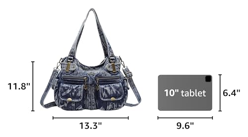 Bolso de cuero lavado con doble cremallera y múltiples bolsillos miniatura 3