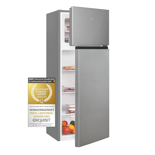 Exquisit KGC270-45-010E - Frigorífico congelador (206 L, regulador de temperatura, congelador y congelador independiente), color plateado