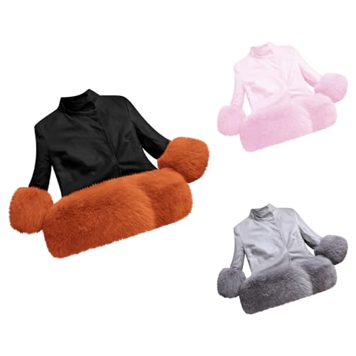 Girls Faux Leather Jacket with Fur Trim Kids Winter Coat Toddler Dressy Coat PU Motorcycle Jacket Leather Biker Jacket4