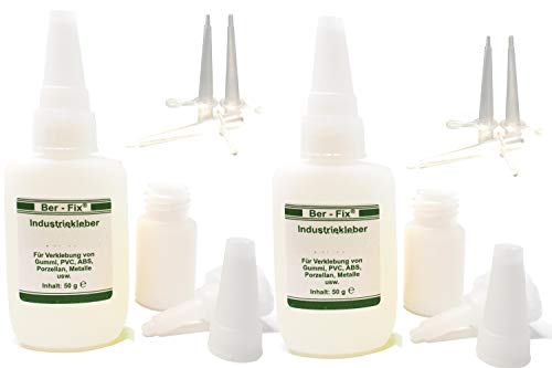 Ber-Fixu00ae - Adhesivo industrial extrafuerte u0096 Ultra líquido u0096 con aguja en el cierre u0096 Sujeción extra fuerte u0096 Pegamento multiusos ideal para la soldadura (100 g de pegamento industrial, 3 puntas)