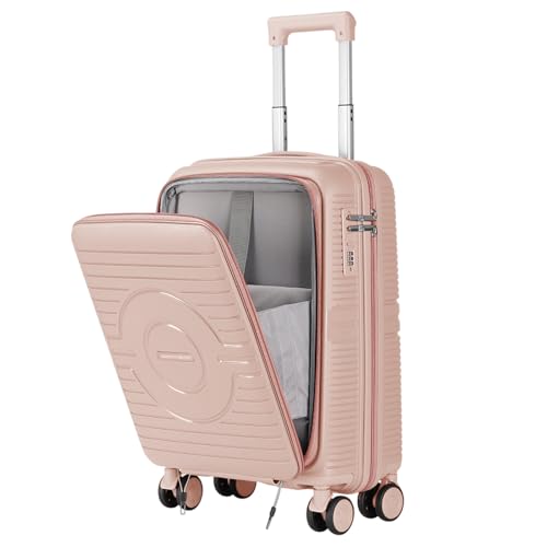 Artebeads Maleta de Viaje Cabina, PP Material Trolley Rígida Expandible con Ruedas Giratorias y Cierre de Combinación, Equipaje de Mano Resistente y Duradero, Ligero(Rosa, 55x38x22cm)