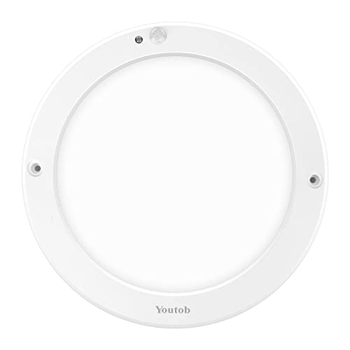 Youtob Motion Sensor LED Ceiling Light 15W 1100LM Flush Mount Round Lighting Fixture for Stairs Porches, Closets, Basements